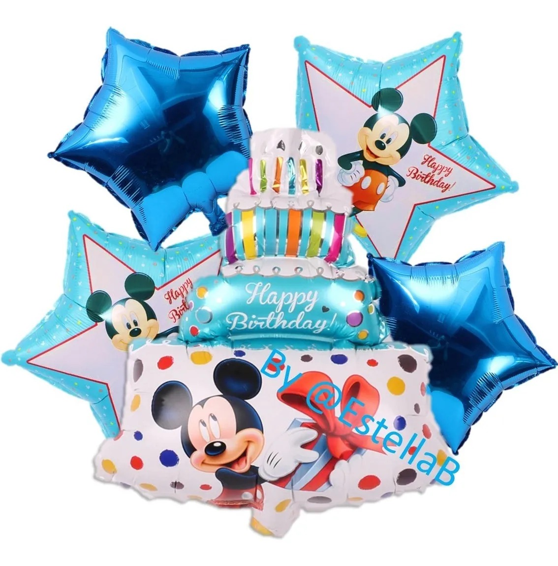 Paquete Globos Mickey Mouse 5 Pz Cumpleaños Fiesta Niño