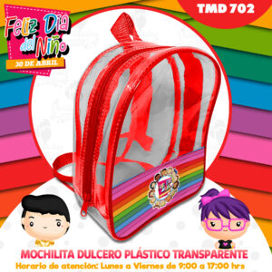 MOCHILA DULCERA PLASTICO TRANSPARENTE TMD-702 niño