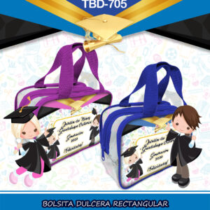 BOLSITA DULCERA RECTANGULAR PLASTICO TRANSPARENTE TBD-705 graduacion