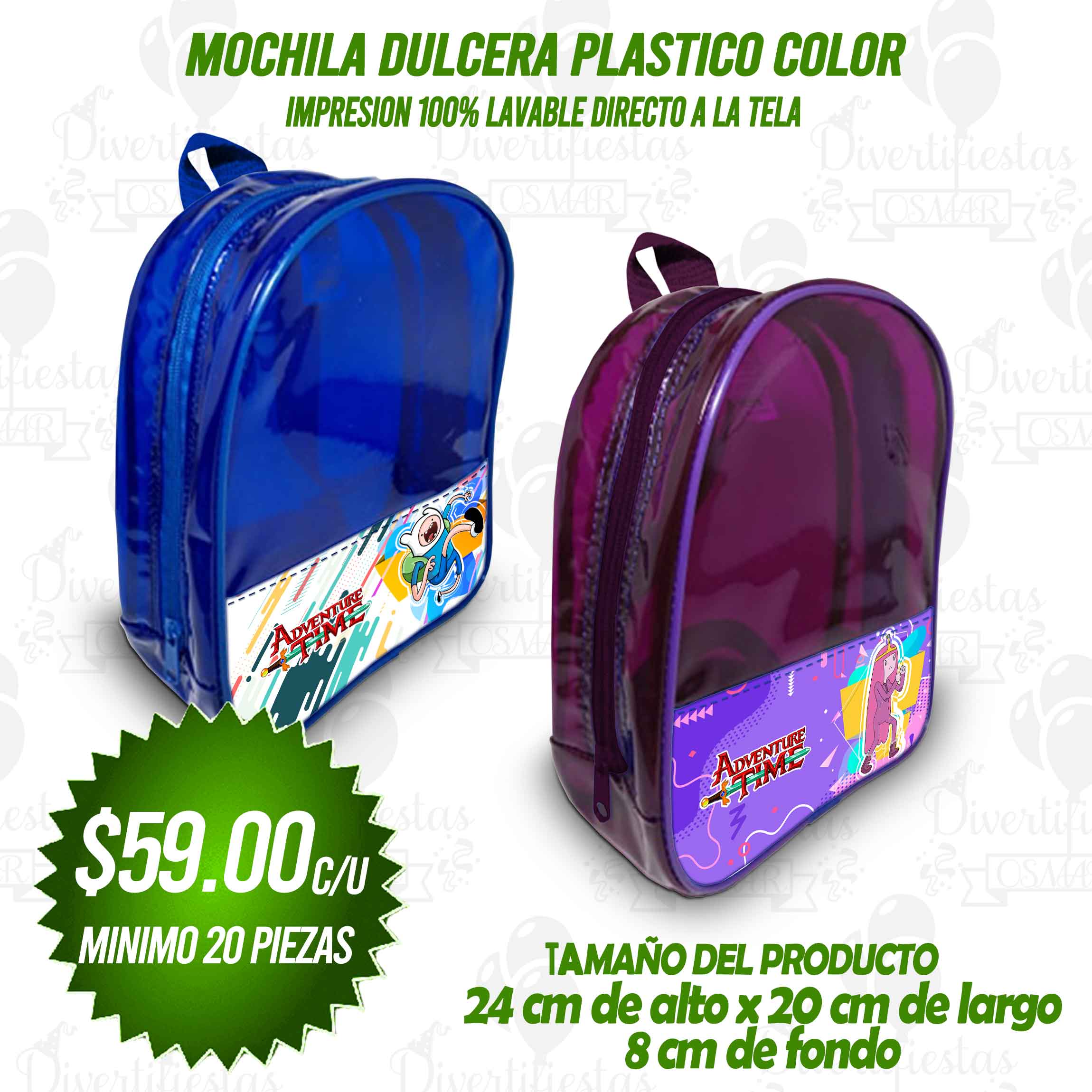 MOCHILA DULCERA PLASTICO DE COLOR PCM-801