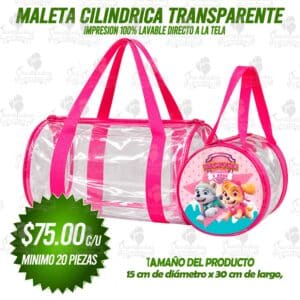 MALETA CILINDRICA TRANSPARENTE