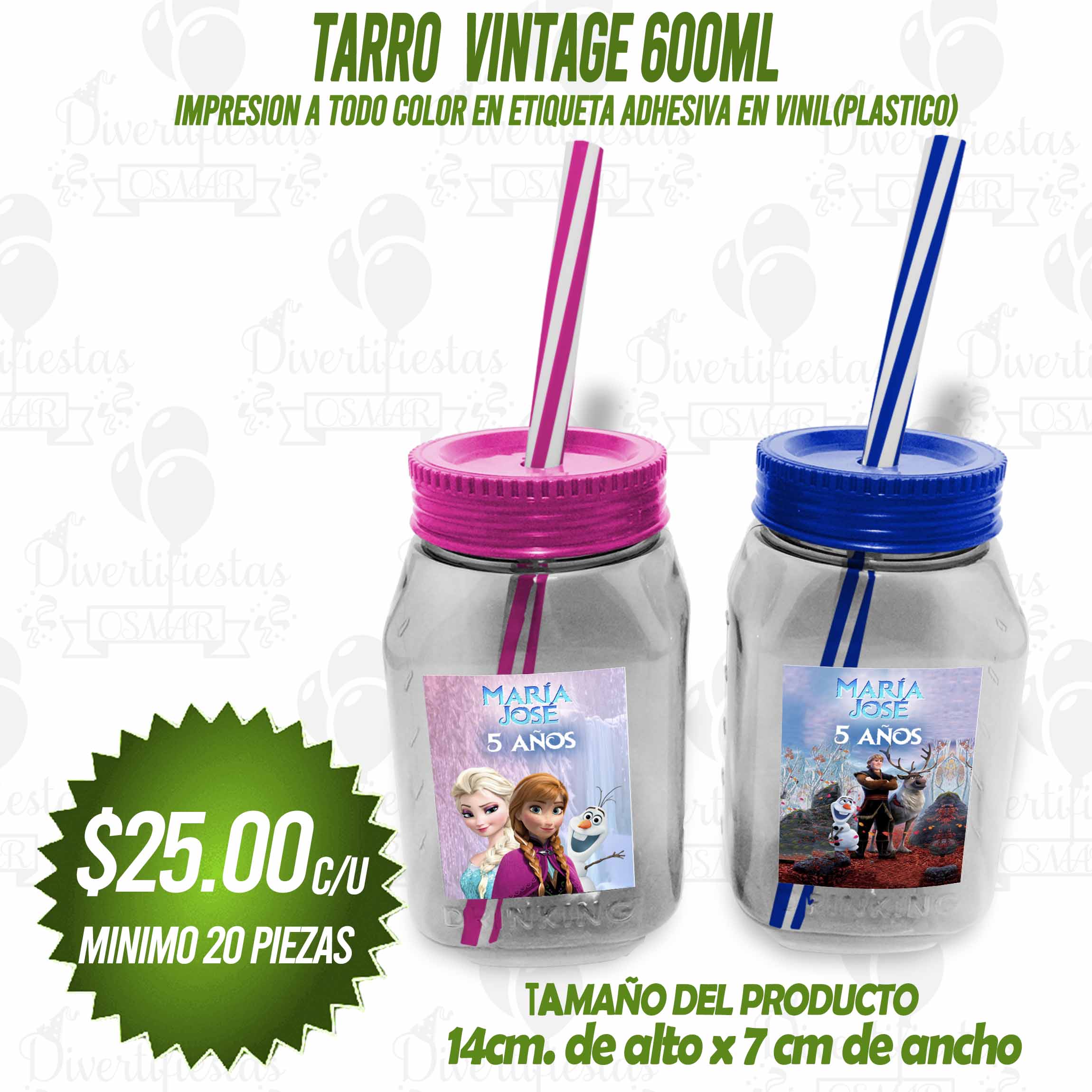 TARRO DE PLÁSTICO TRANSPARENTE POPOTE 500 ml