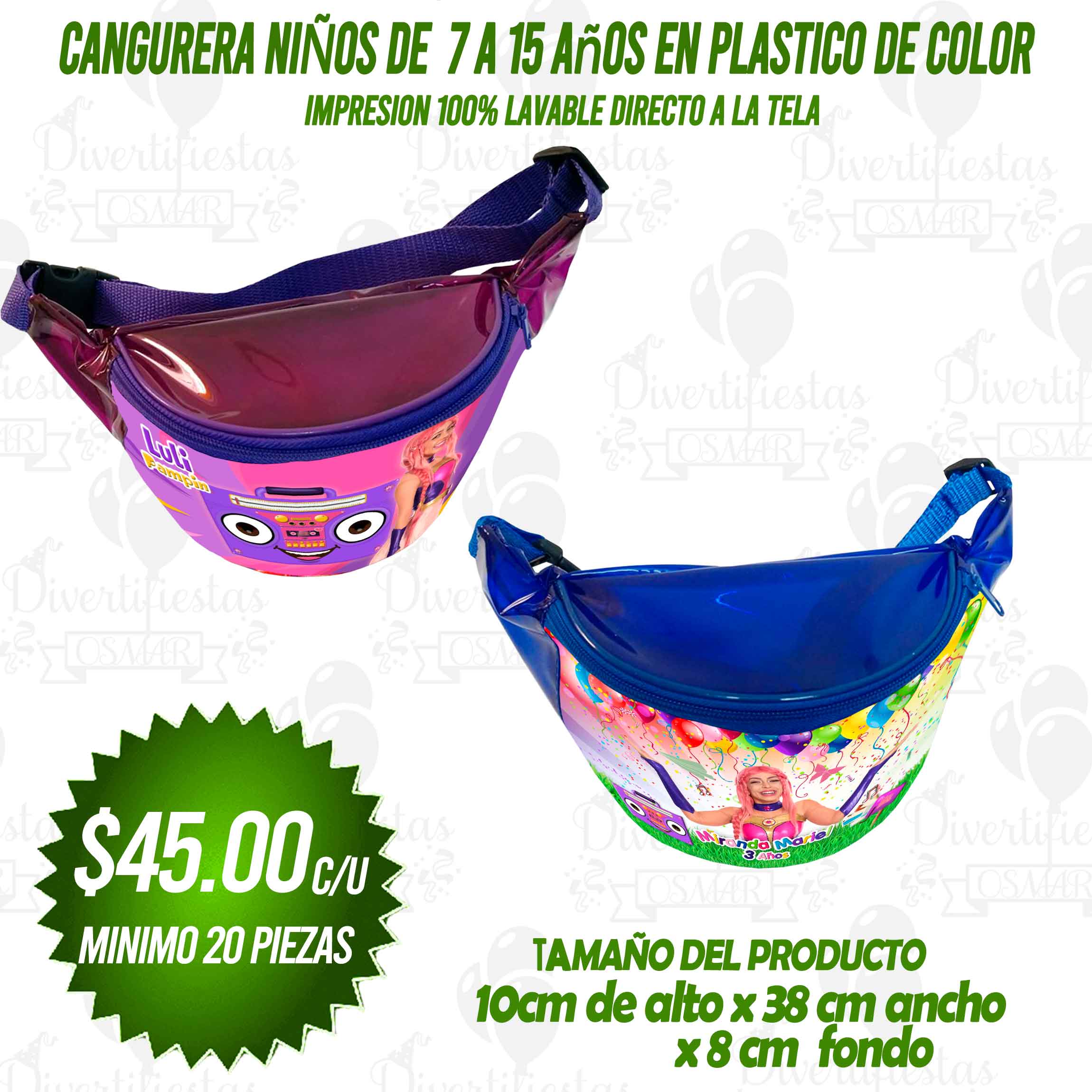 CANGURERA NIÑOS de 6 a 15 años EN PLASTICO DE COLOR PCC-805