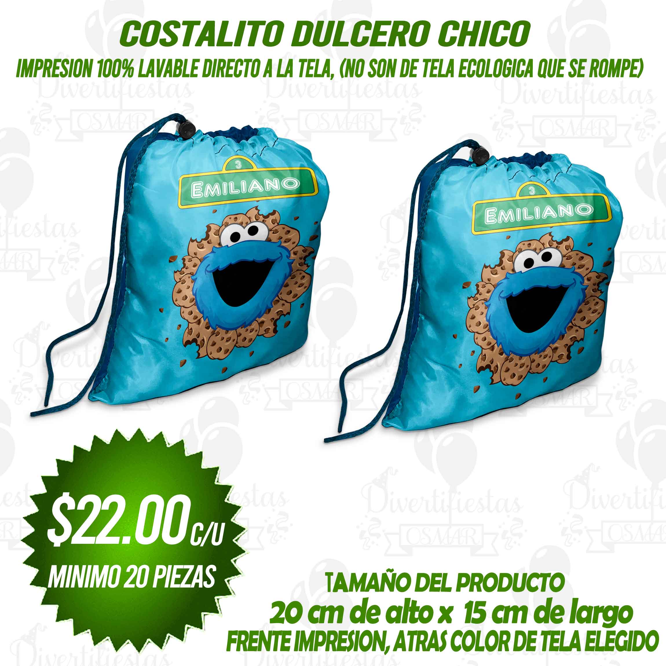 COSTAL (BOLSITA) DULCERO CHICO Personalizalo del tema de tu preferencia!!