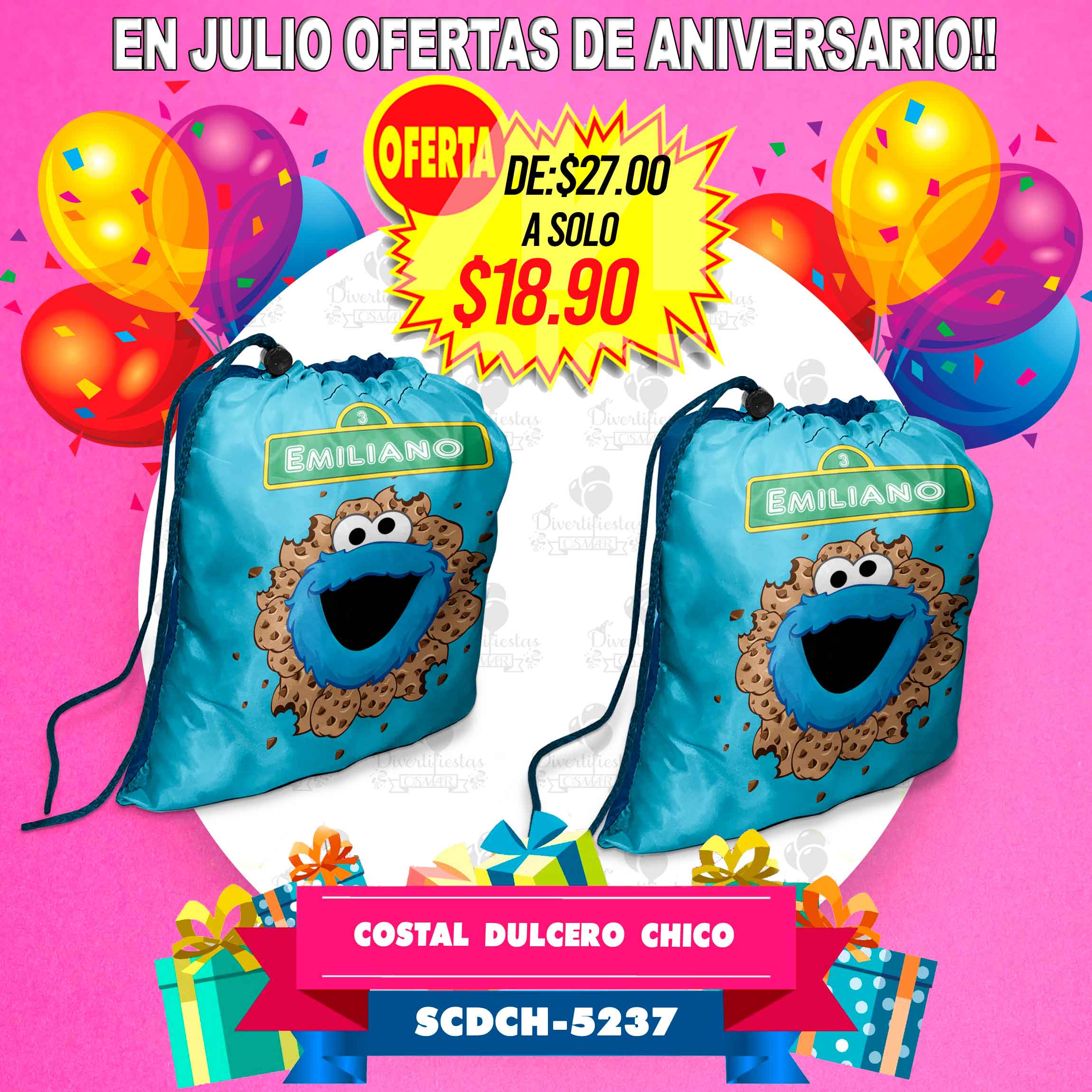 COSTAL (BOLSITA) DULCERO CHICO Personalizalo del tema de tu preferencia!!
