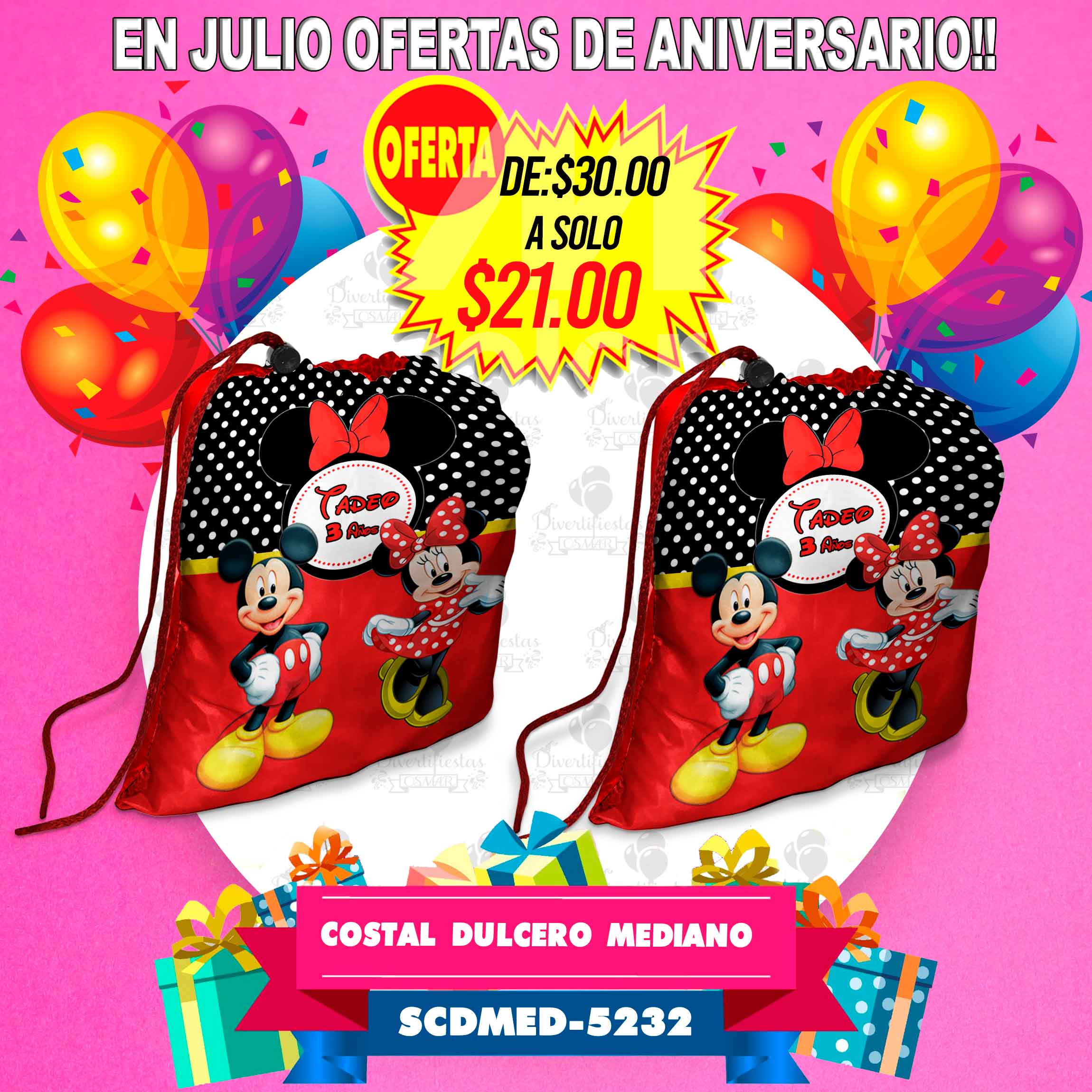 COSTAL (BOLSITA) DULCERO MEDIANO (no mochila) Personalizalo del tema de tu preferencia!!