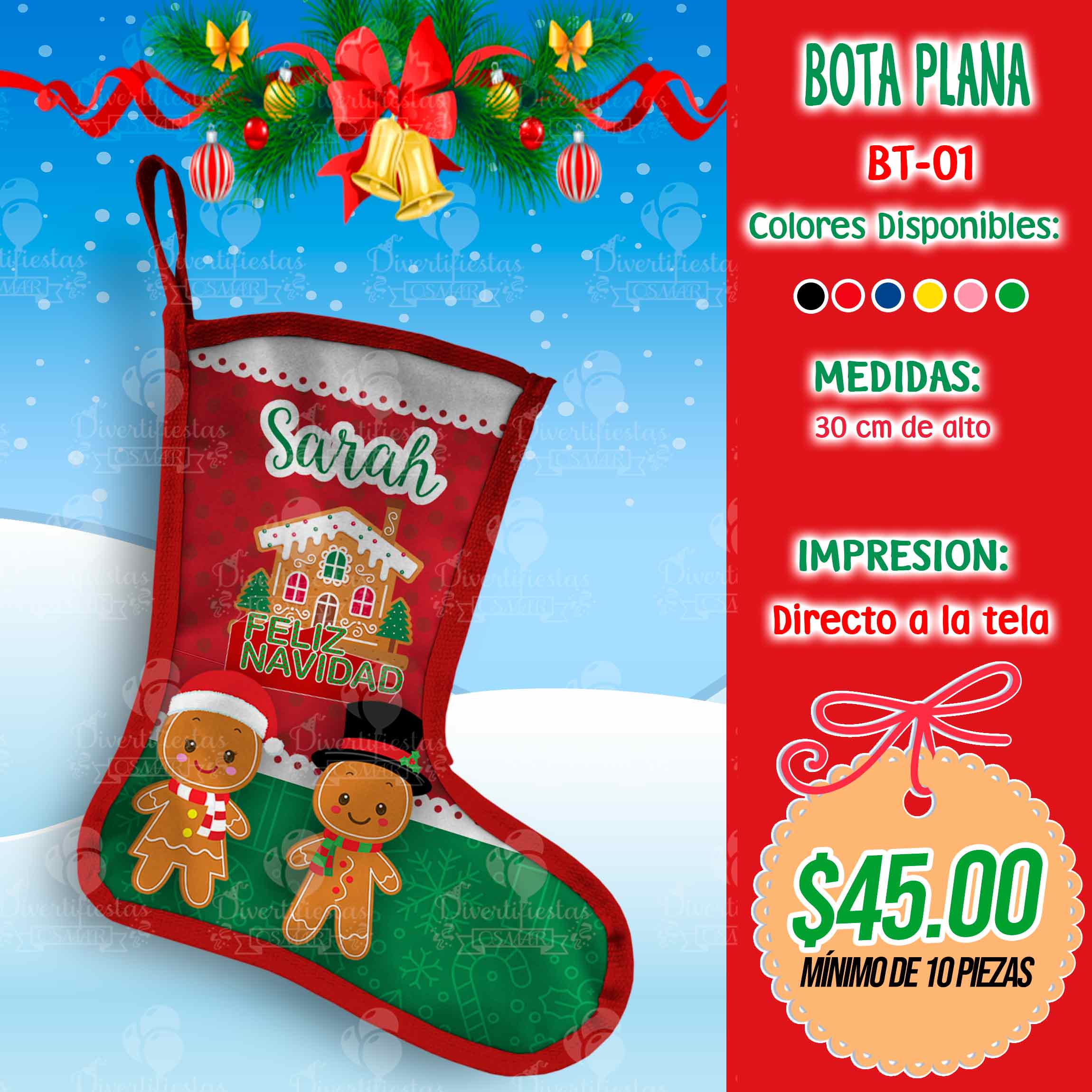 Bota navideña personalizala